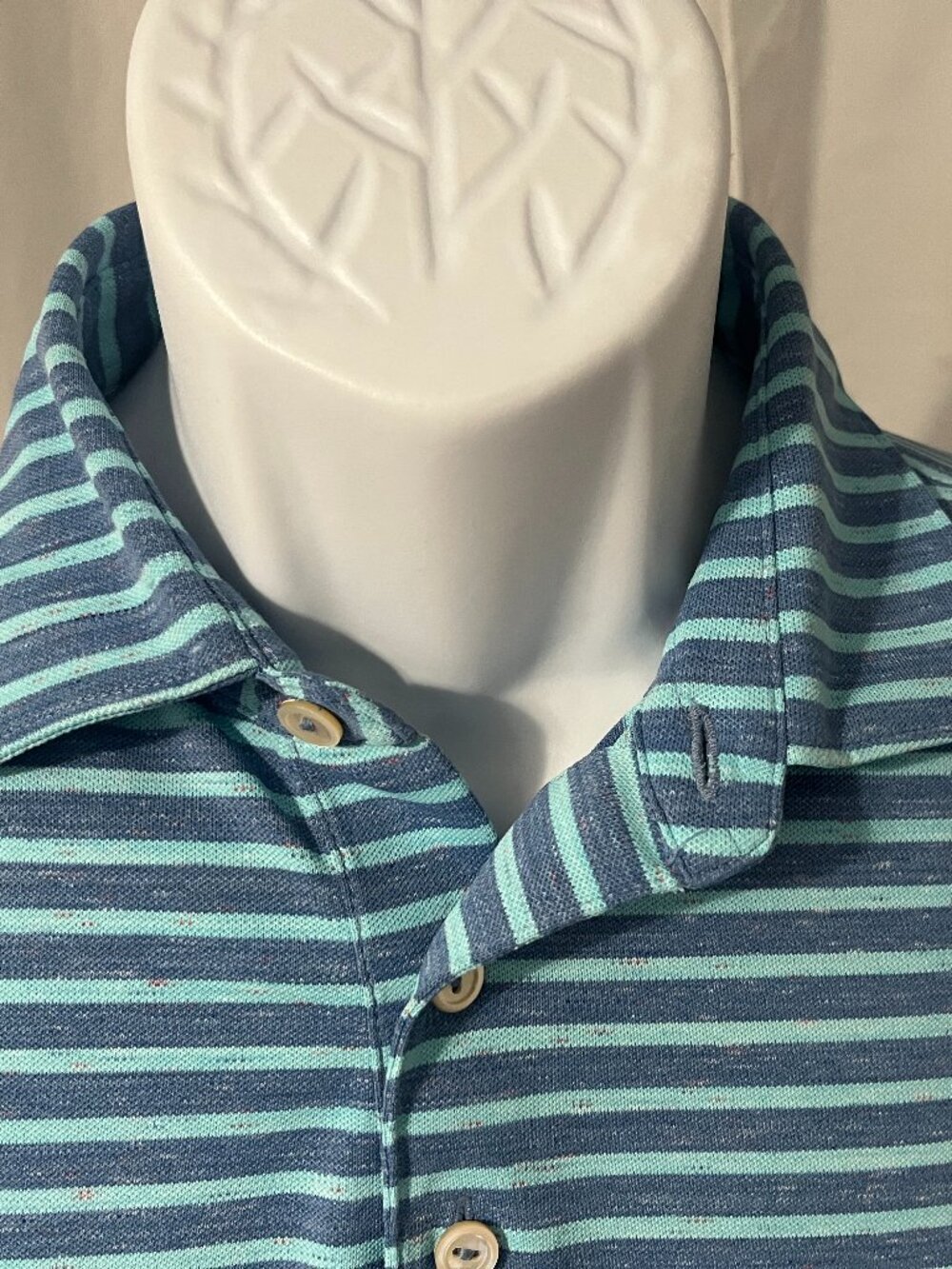 ⛳ Peter Millar Men’s Blue & Teal Fleck Summer Comfort Golf Polo Shirt M EUC ⛳